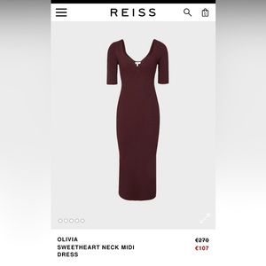 NWT- never worn Reiss Bodycon knit dress in burgundy size XS
